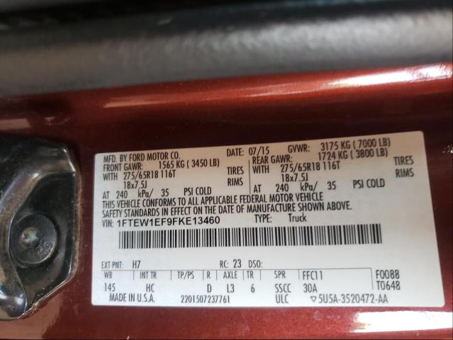 Photo 10 from auction – 2015 FORD F150 SUPER with VIN 1FTEW1EF9FKE13460