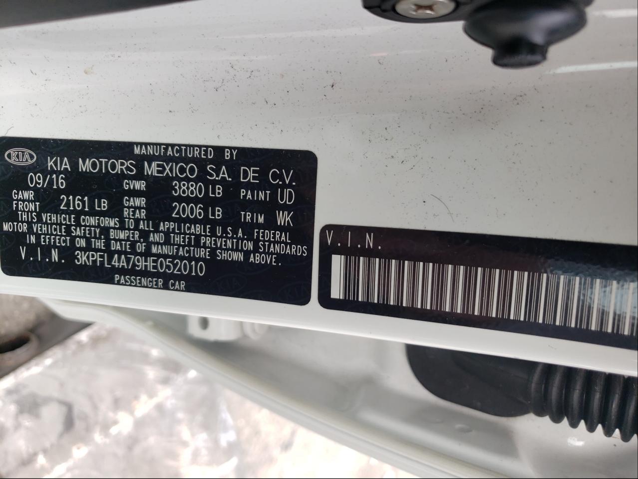 Photo 10 from auction – 2017 KIA FORTE LX with VIN 3KPFL4A79HE052010