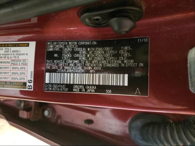 Photo 10 from auction – 2011 TOYOTA 4RUNNER SR with VIN JTEBU5JR8B5046829