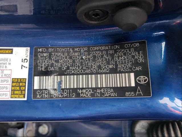 Photo 10 from auction – 2008 TOYOTA PRIUS with VIN JTDKB20U487816682