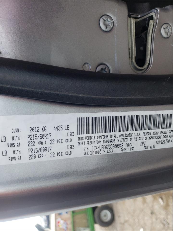 Photo 10 from auction – 2016 JEEP PATRIOT LA with VIN 1C4NJPFA7GD600948