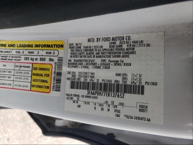Photo 10 from auction – 2014 FORD FUSION SE with VIN 3FA6P0H77ER137652