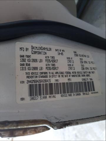 Photo 10 from auction – 2006 CHRYSLER PACIFICA T with VIN 2A4GM68426R696415