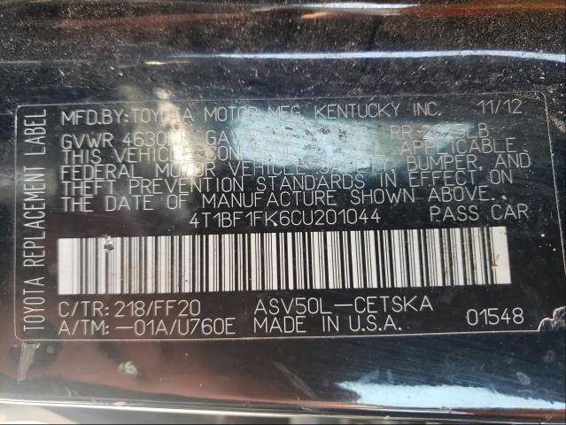 Photo 10 from auction – 2012 TOYOTA CAMRY BASE with VIN 4T1BF1FK6CU201044