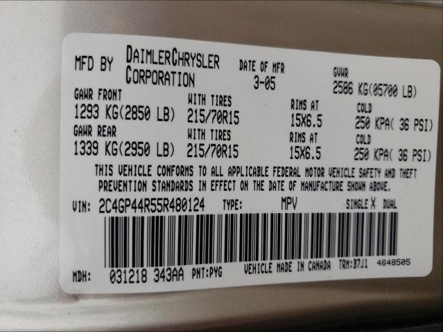 Photo 10 from auction – 2005 CHRYSLER TOWN & COU with VIN 2C4GP44R55R480124