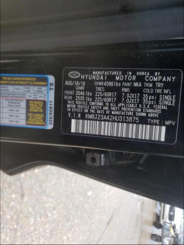 Photo 10 from auction – 2017 HYUNDAI TUCSON SE with VIN KM8J23A42HU313875