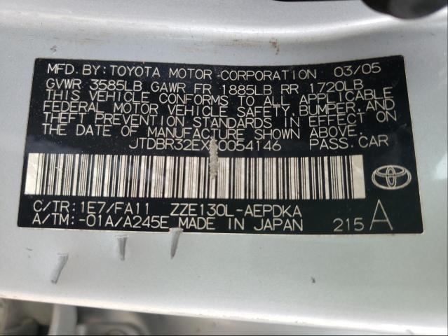 Photo 10 from auction – 2005 TOYOTA COROLLA CE with VIN JTDBR32EX50054146