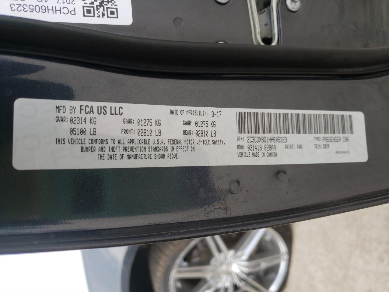 Photo 10 from auction – 2017 DODGE CHARGER SE with VIN 2C3CDXBG1HH605323