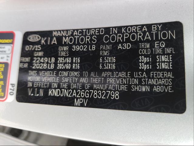 Photo 10 from auction – 2016 KIA SOUL with VIN KNDJN2A26G7832798