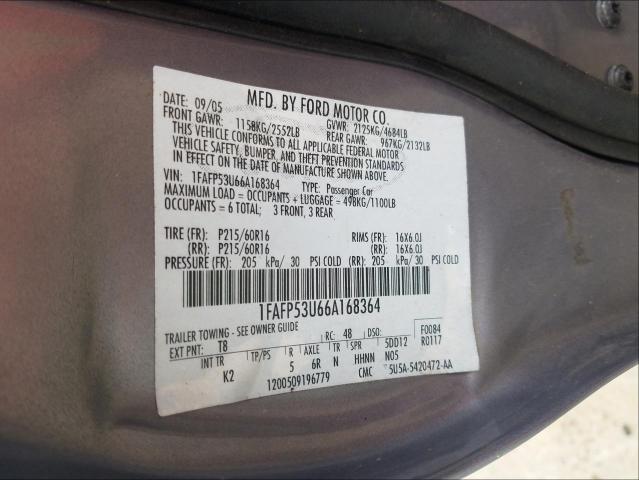 Photo 10 from auction – 2006 FORD TAURUS SE with VIN 1FAFP53U66A168364