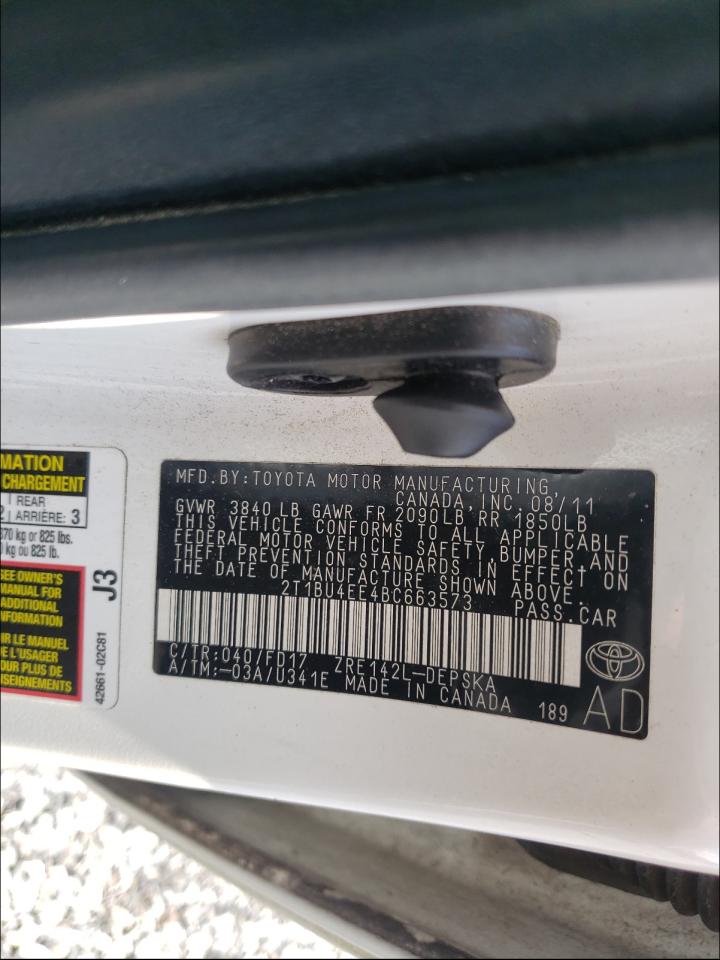 Photo 10 from auction – 2011 TOYOTA COROLLA BA with VIN 2T1BU4EE4BC663573