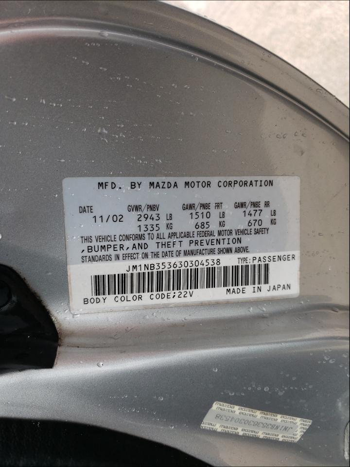 Photo 10 from auction – 2003 MAZDA MX-5 MIATA with VIN JM1NB353630304538