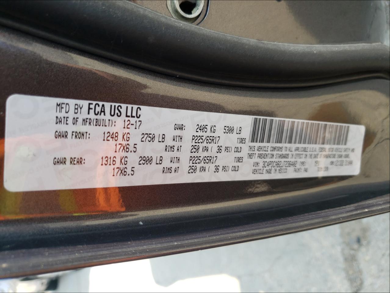 Photo 10 from auction – 2018 DODGE JOURNEY SE with VIN 3C4PDCAB2JT236402