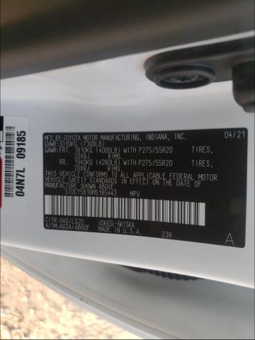 Photo 10 from auction – 2021 TOYOTA SEQUOIA SR with VIN 5TDCY5B16MS185442