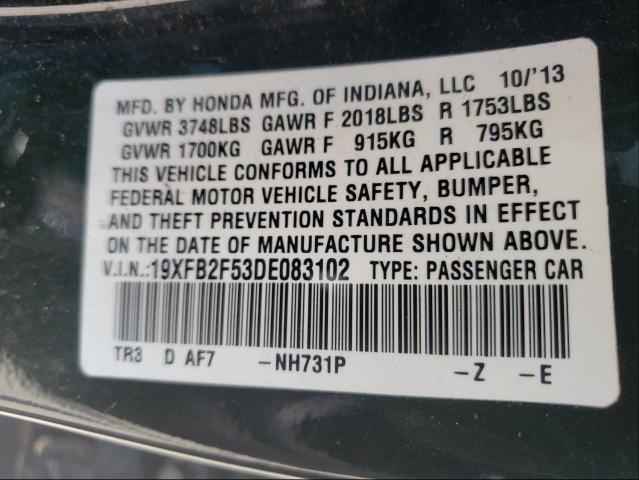 Photo 10 from auction – 2013 HONDA CIVIC LX with VIN 19XFB2F53DE083102