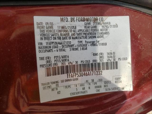 صورة رقم 10 من المزاد - 2006 FORD TAURUS SE مع VIN 1FAFP53U46A171232