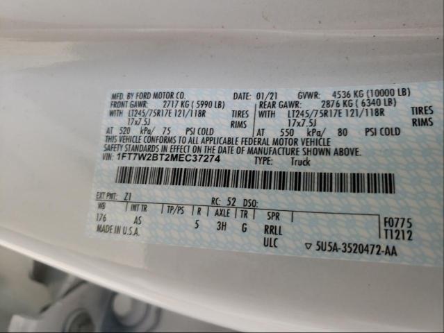 Photo 10 from auction – 2021 FORD F250 SUPER with VIN 1FT7W2BT2MEC37274