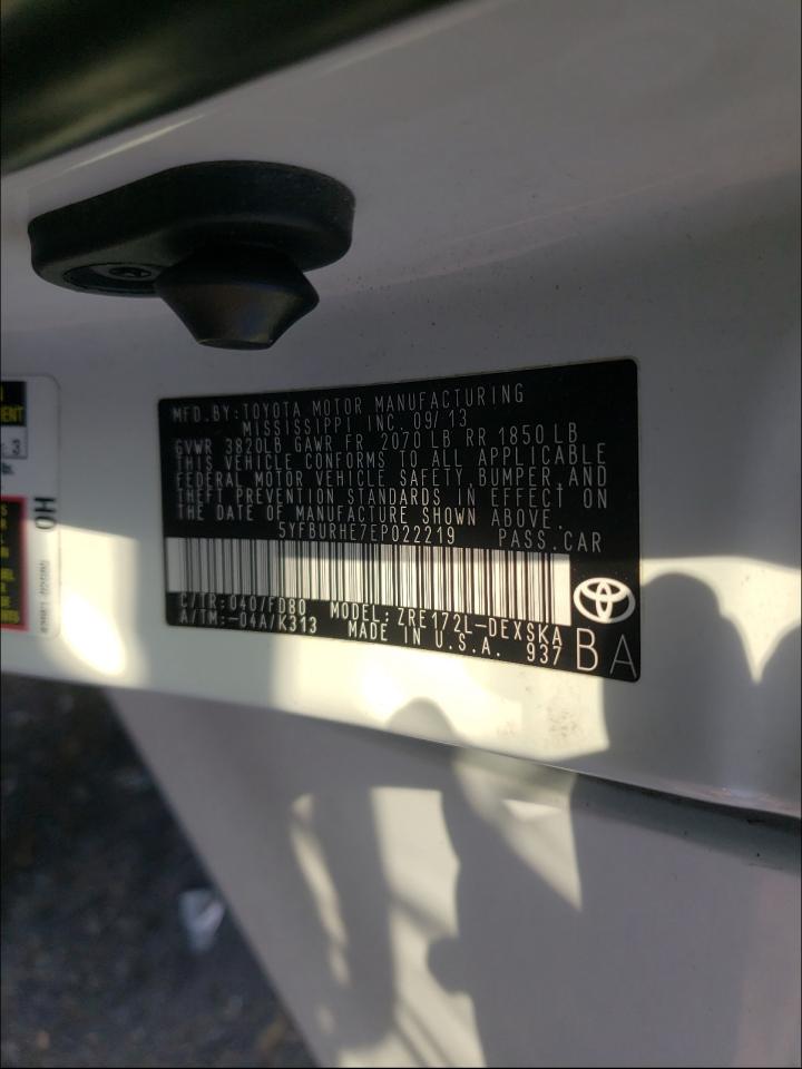 Photo 10 from auction – 2014 TOYOTA COROLLA L with VIN 5YFBURHE7EP022219