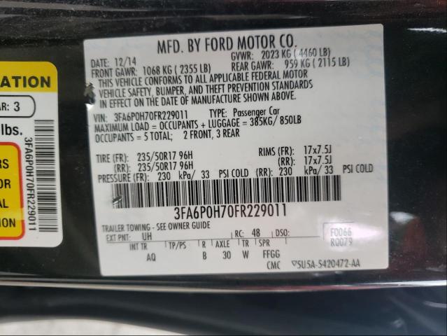 Photo 10 from auction – 2015 FORD FUSION SE with VIN 3FA6P0H70FR229011