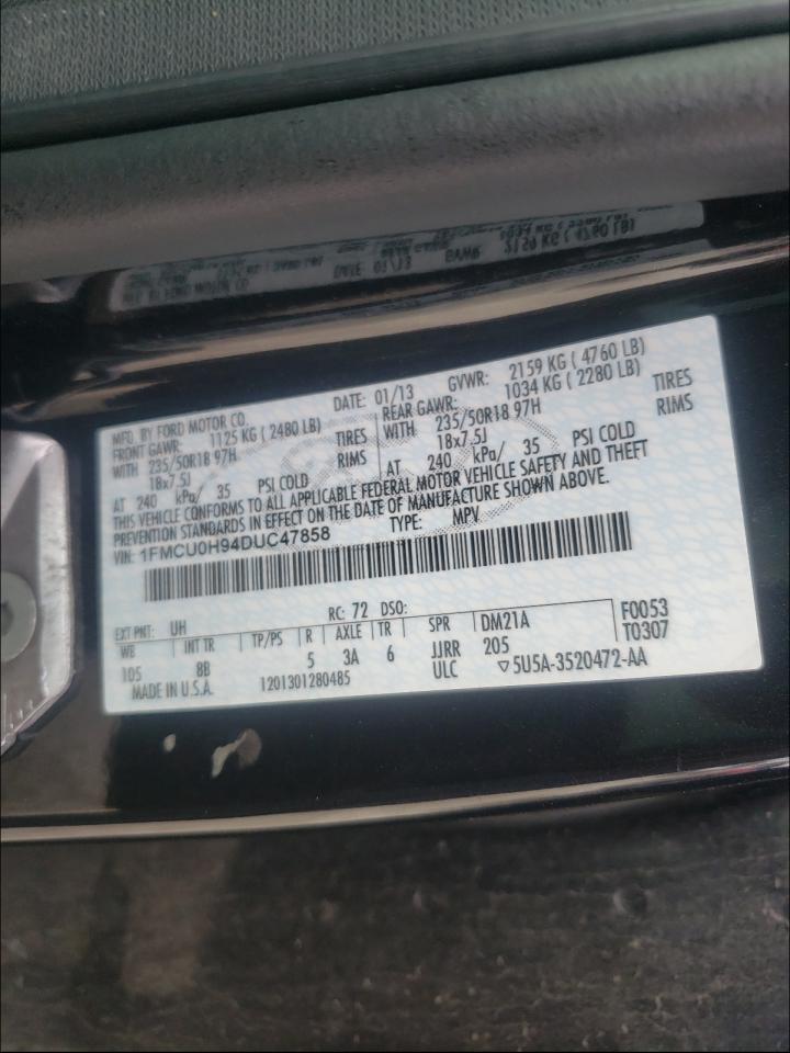 Photo 10 from auction – 2013 FORD ESCAPE SEL with VIN 1FMCU0H94DUC47858