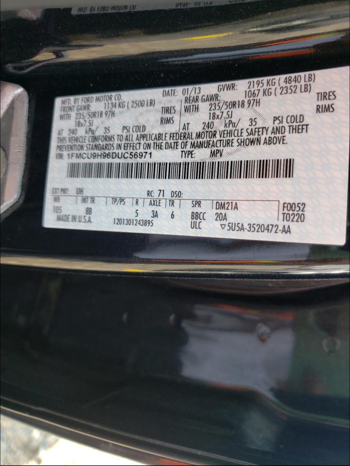 Photo 10 from auction – 2013 FORD ESCAPE SEL with VIN 1FMCU9H96DUC56971