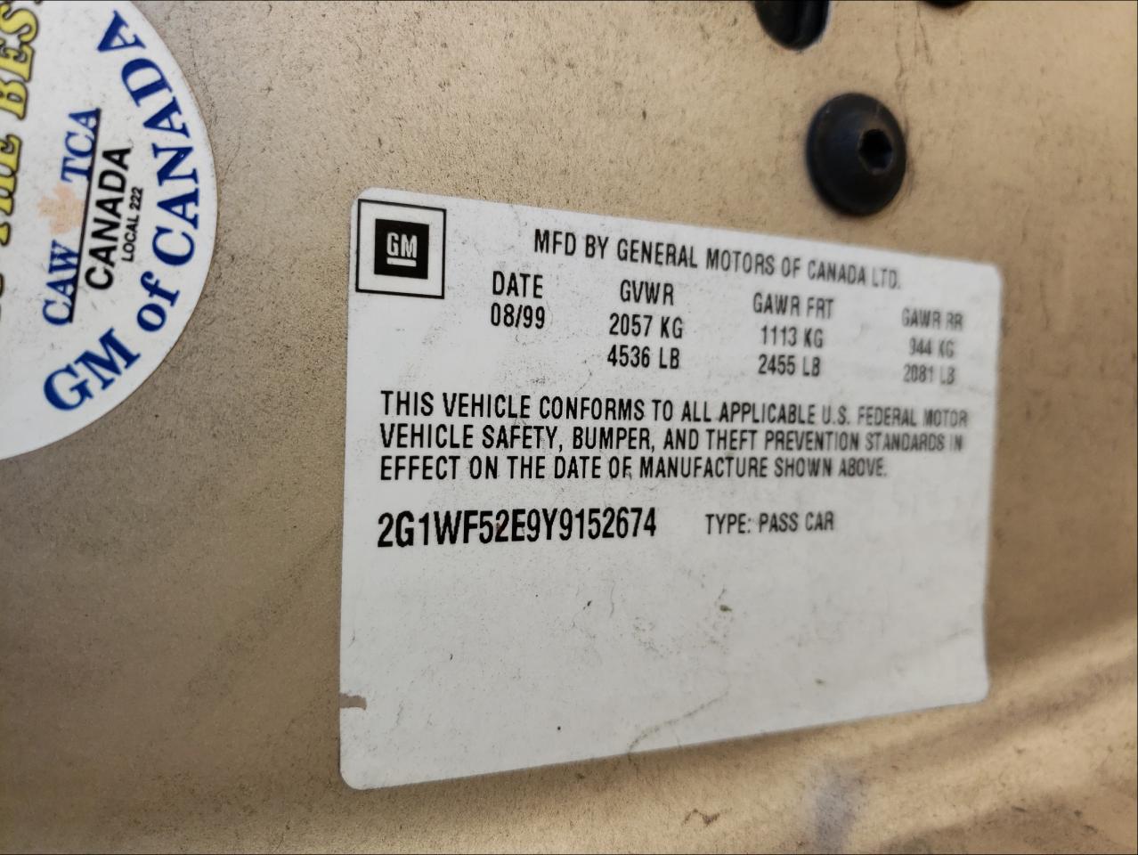 Foto 10 de la subasta – 2000 CHEVROLET IMPALA con VIN 2G1WF52E9Y9152674