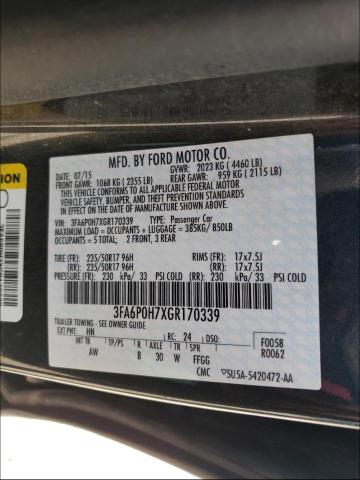 Photo 10 from auction – 2016 FORD FUSION SE with VIN 3FA6P0H7XGR170339