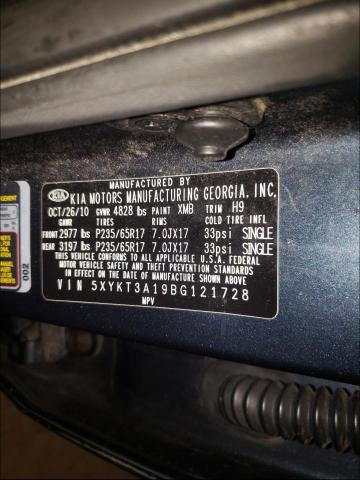 Photo 10 from auction – 2011 KIA SORENTO BA with VIN 5XYKT3A19BG121728