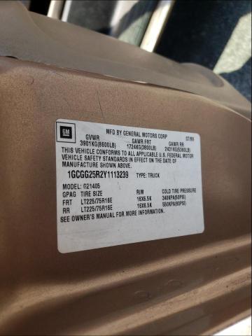 Photo 10 from auction – 2000 CHEVROLET EXPRESS G2 with VIN 1GCGG25R2Y1113239