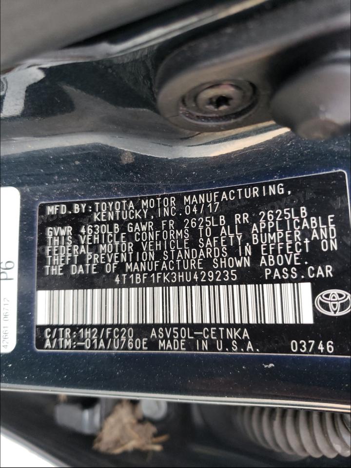 Photo 10 from auction – 2017 TOYOTA CAMRY LE with VIN 4T1BF1FK3HU429235