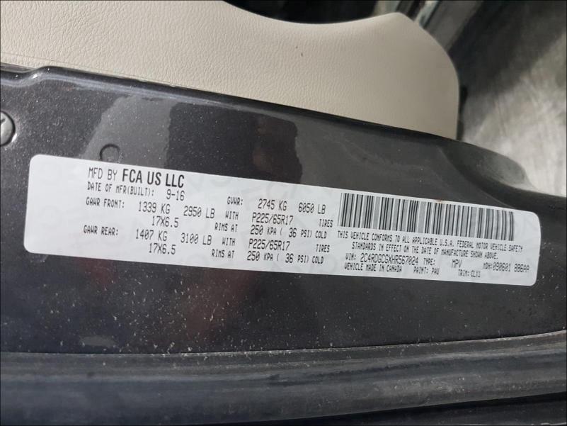 Photo 10 from auction – 2017 DODGE GRAND CARA with VIN 2C4RDGCGXHR567024