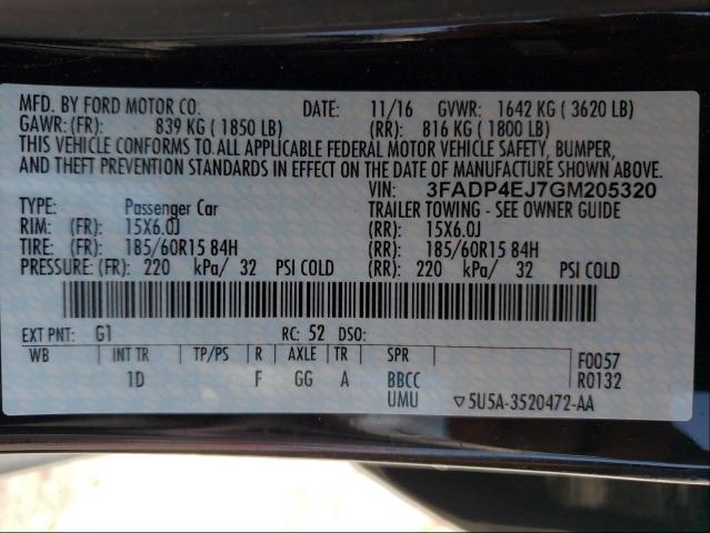 Photo 10 from auction – 2016 FORD FIESTA SE with VIN 3FADP4EJ7GM205320