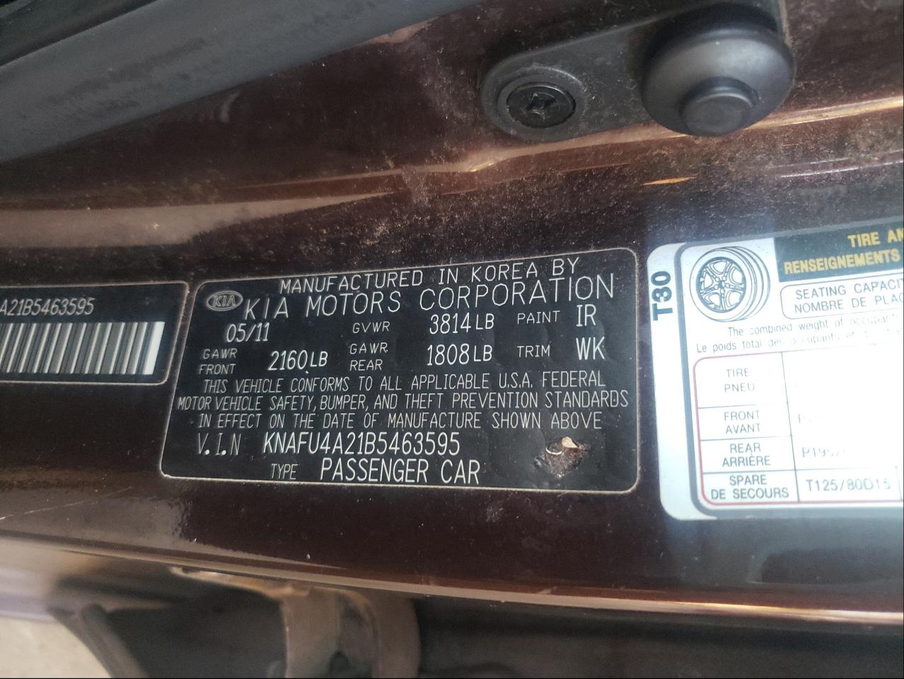Photo 10 from auction – 2011 KIA FORTE EX with VIN KNAFU4A21B5463595