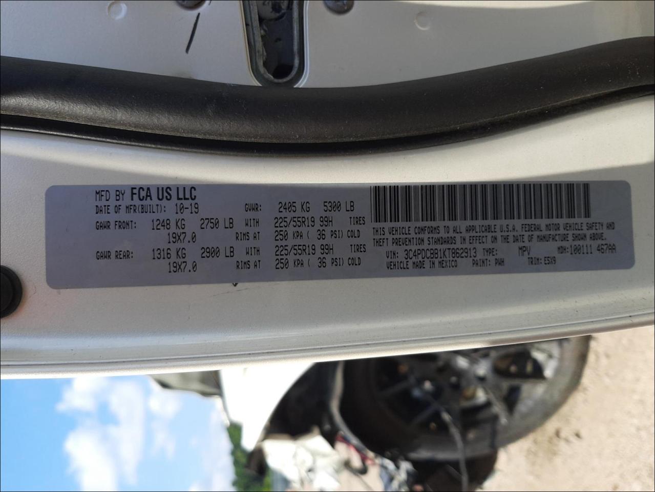 Photo 10 from auction – 2019 DODGE JOURNEY with VIN 3C4PDCBB1KT862913