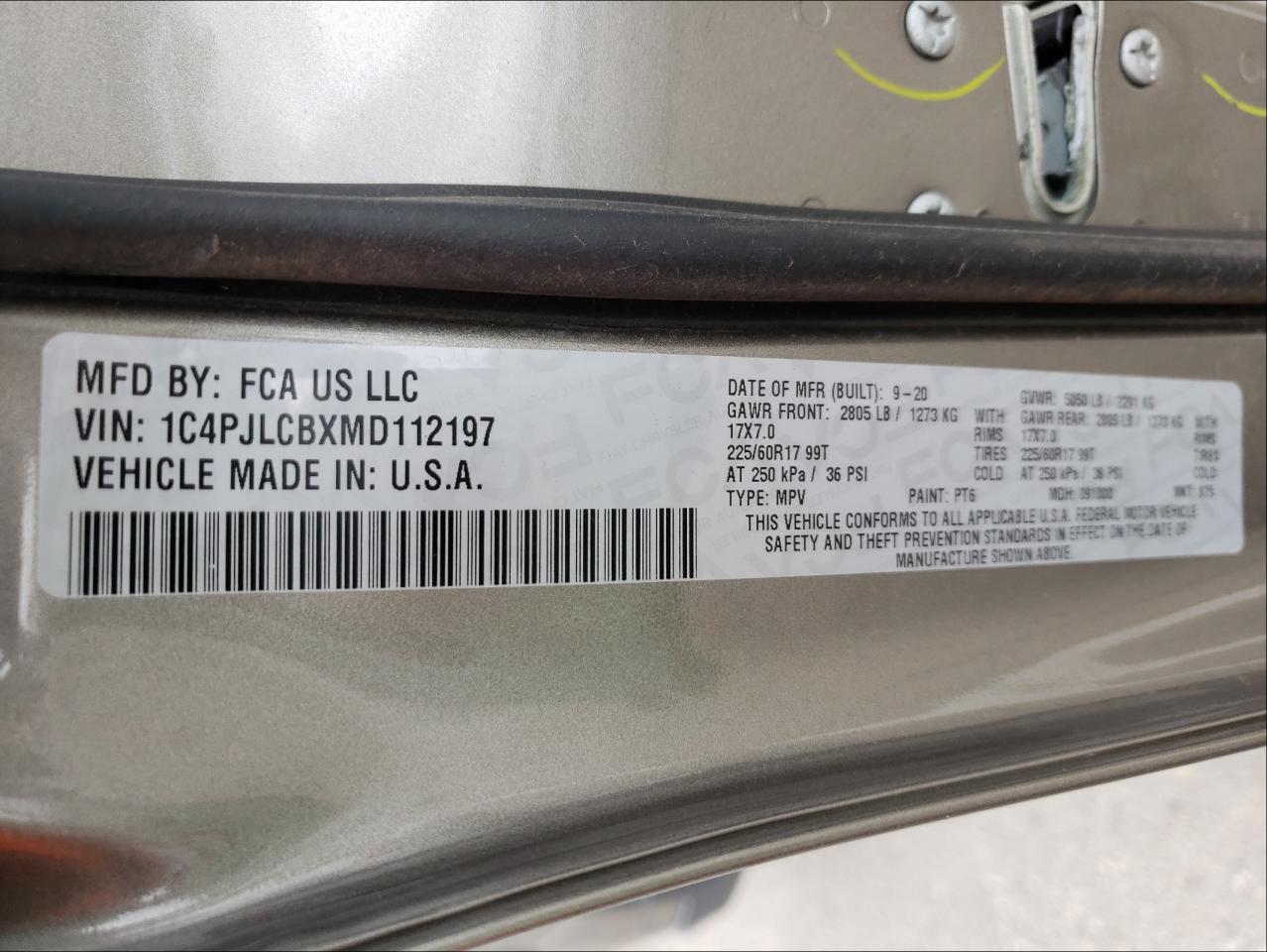 Photo 10 from auction – 2021 JEEP CHEROKEE L with VIN 1C4PJLCBXMD112197