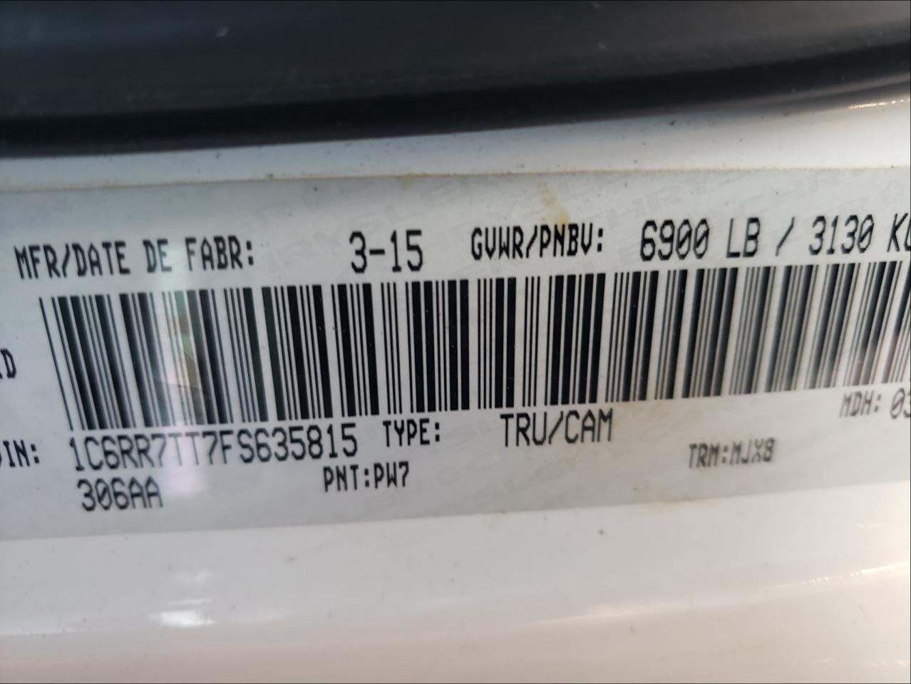 Photo 10 from auction – 2015 RAM 1500 SLT with VIN 1C6RR7TT7FS635815