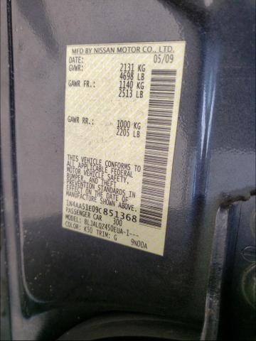 Photo 10 from auction – 2009 NISSAN MAXIMA S with VIN 1N4AA51E09C851368
