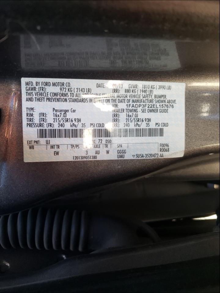 Photo 10 from auction – 2014 FORD FOCUS SE with VIN 1FADP3F22EL157676