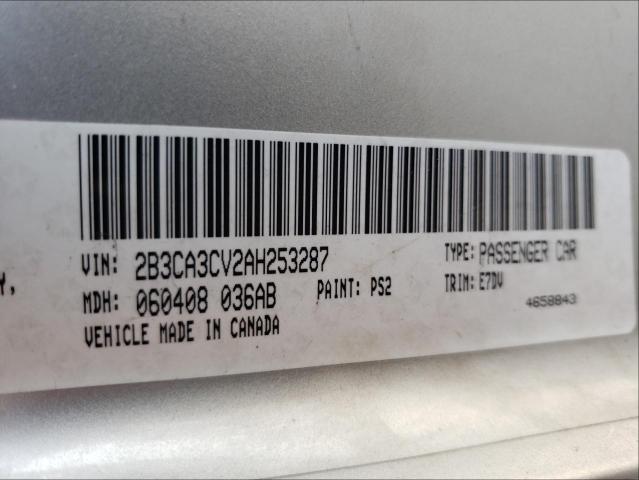 Photo 10 from auction – 2010 DODGE CHARGER SX with VIN 2B3CA3CV2AH253287