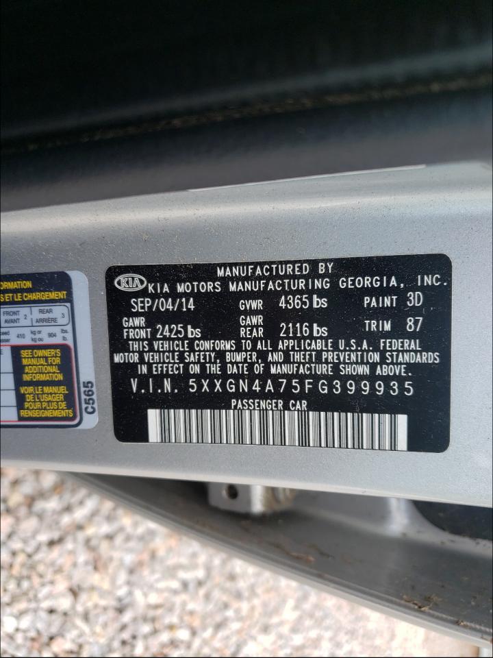 Photo 10 from auction – 2015 KIA OPTIMA EX with VIN 5XXGN4A75FG399935