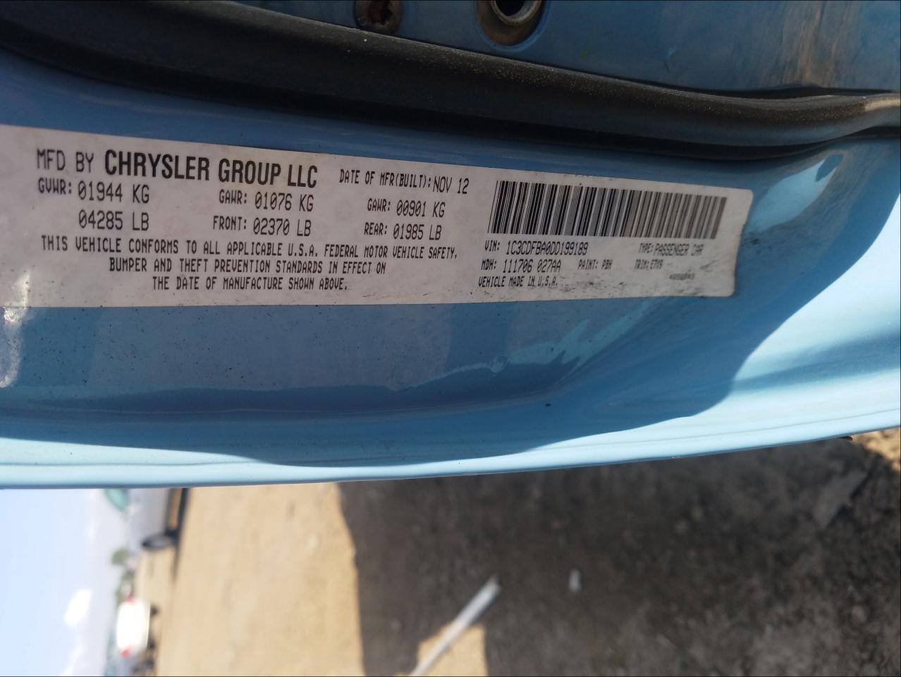 Photo 10 from auction – 2013 DODGE DART SXT with VIN 1C3CDFBA0DD199189