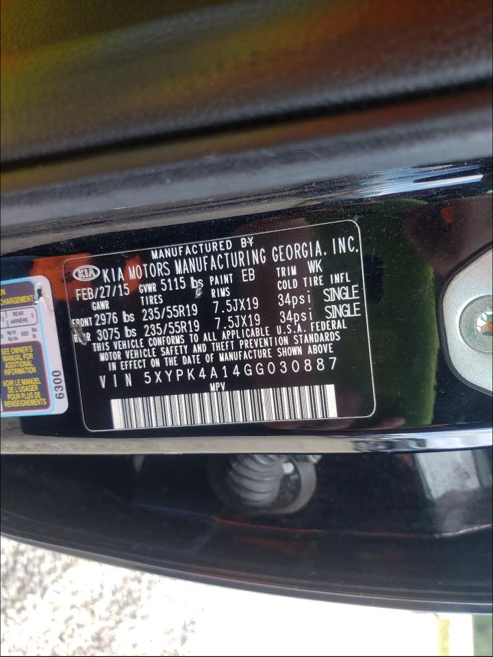 Photo 10 from auction – 2016 KIA SORENTO SX with VIN 5XYPK4A14GG030887