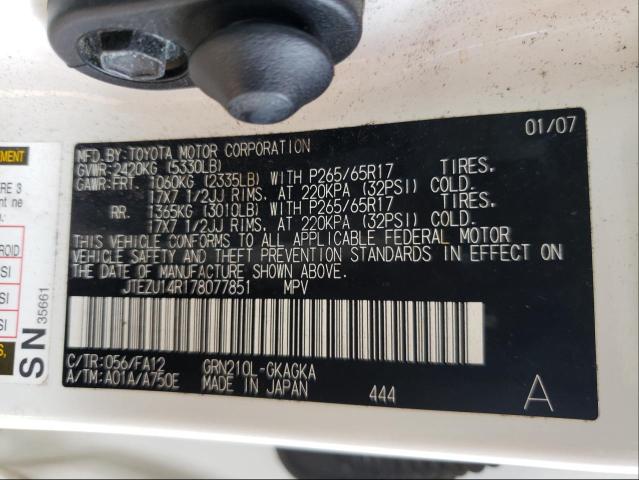 Photo 10 from auction – 2007 TOYOTA 4RUNNER SR with VIN JTEZU14R178077851