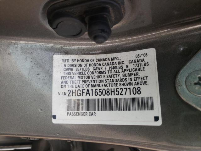 Photo 10 from auction – 2008 HONDA CIVIC LX with VIN 2HGFA16508H527108