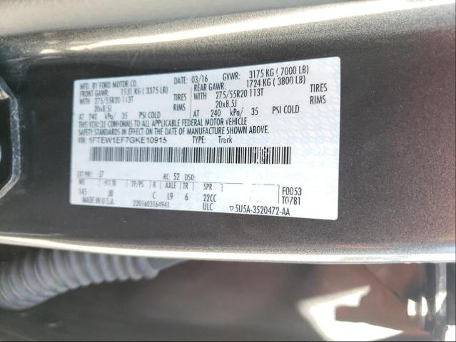 Photo 10 from auction – 2016 FORD F150 SUPER with VIN 1FTEW1EF7GKE10915