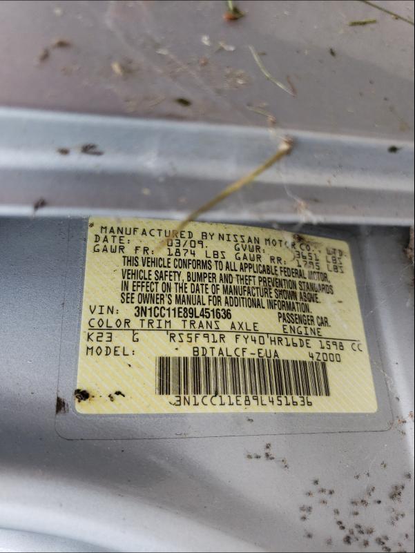 Photo 10 from auction – 2009 NISSAN VERSA BASE with VIN 3N1CC11E89L451636