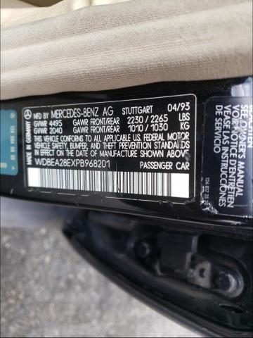 Photo 10 from auction – 1993 MERCEDES-BENZ 300 E 2.8 with VIN WDBEA28EXPB968201