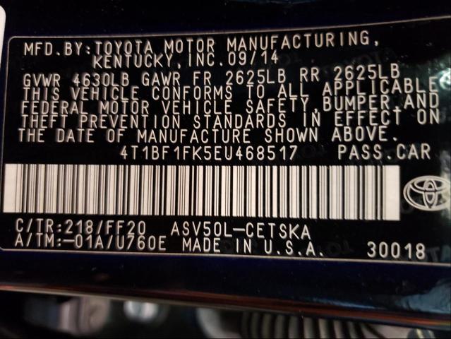 Photo 10 from auction – 2014 TOYOTA CAMRY L with VIN 4T1BF1FK5EU468517