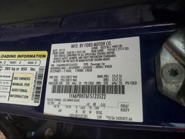 Photo 10 from auction – 2015 FORD FUSION SE with VIN 1FA6P0H76F5123522