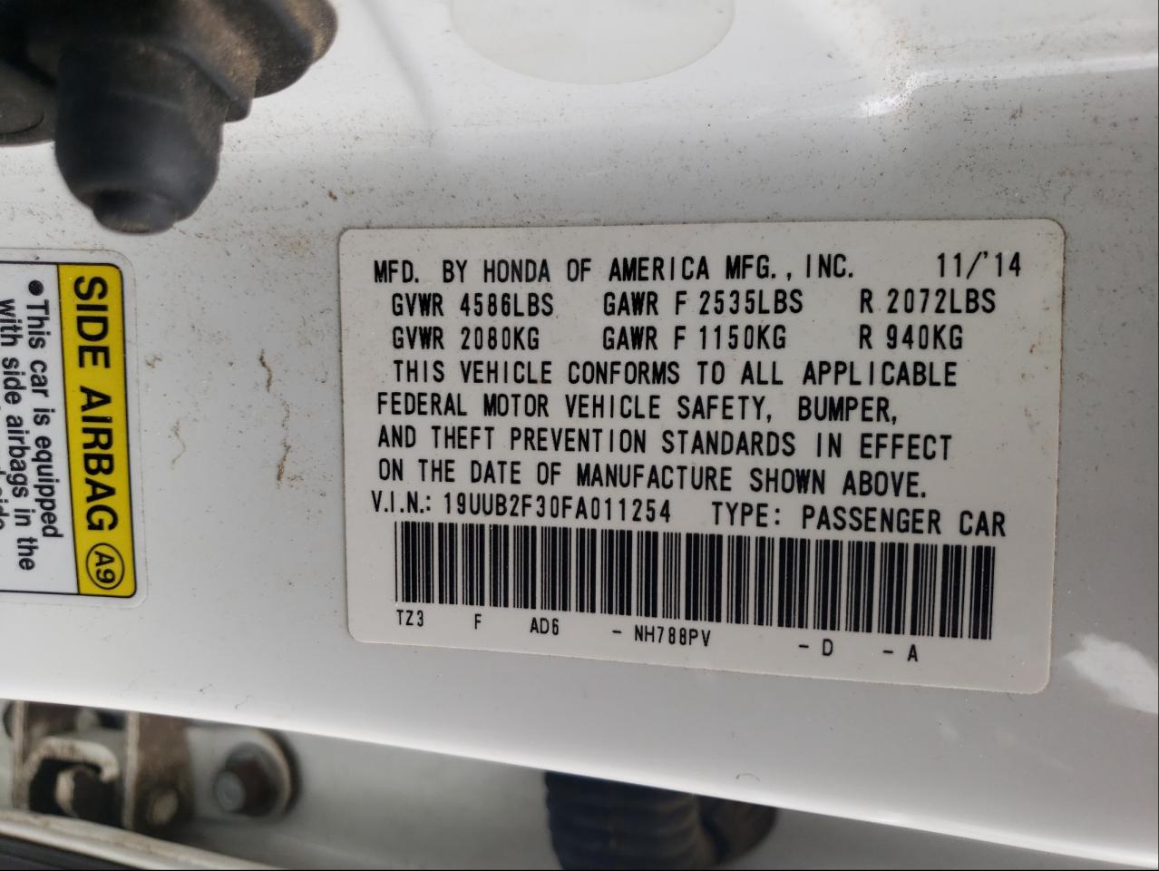 Photo 10 from auction – 2015 ACURA TLX with VIN 19UUB2F30FA011254